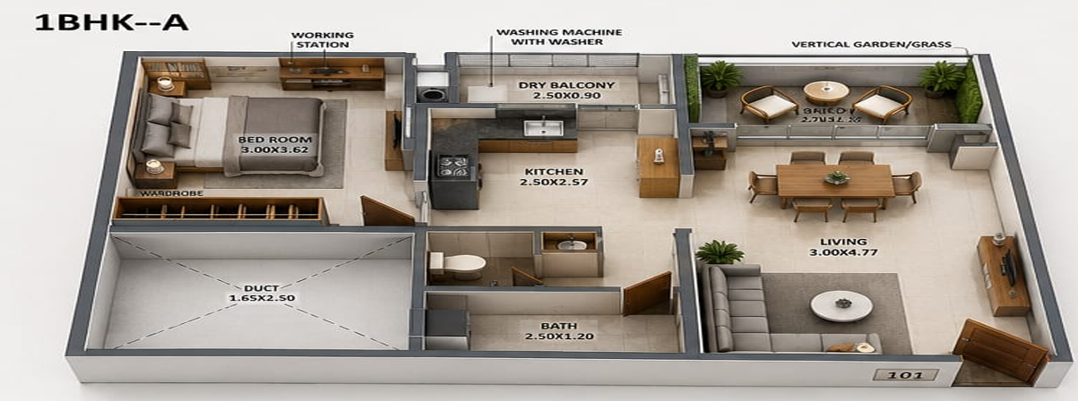 1 BHK Home